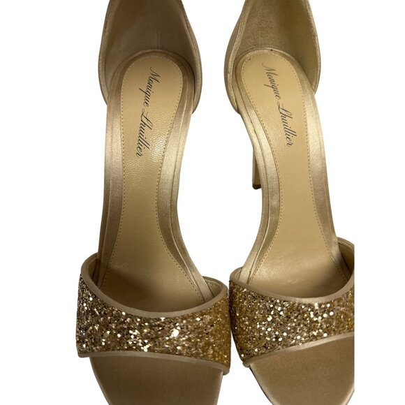 Monique Lhulillier Women's Heels Gold Crystal Embellished Stiletto EU 37 6.5 NEW - Picture 10 of 12